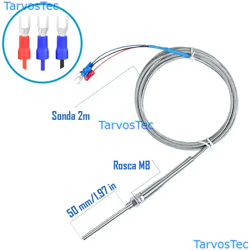 SENSOR DE TEMPERATURA PT100 2M X 50MM