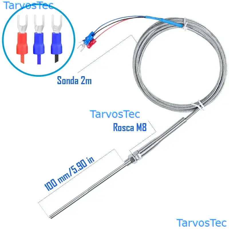 SENSOR DE TEMPERATURA PT100 2M X 100MM
